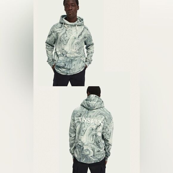 Scotch & Soda Rare Marbled cotton-blend artwork hoodie Excellent Condition - Picture 1 of 7